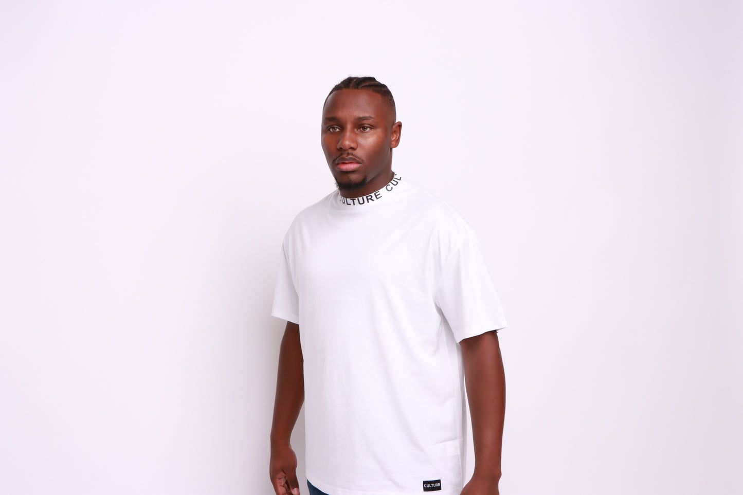 100% cotton neck taped CULTURE logo designed by culture clothing UK