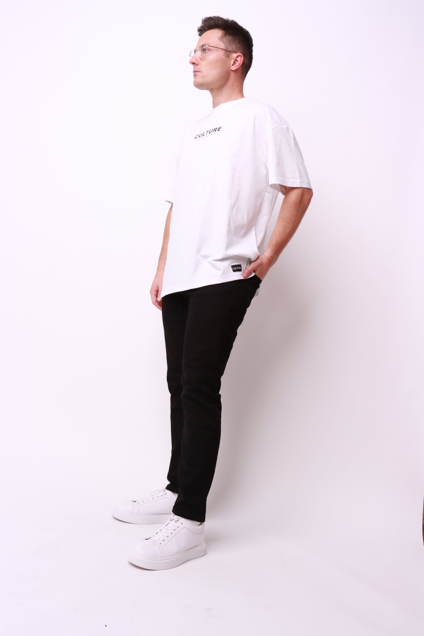 Culture Clothing white oversize t-shirt made using 100% cotton with cultureclothing chest logo